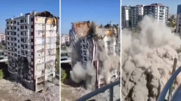 11 Katlı Bina Saniyeler İ&ccedil;inde &Ccedil;&ouml;kt&uuml;