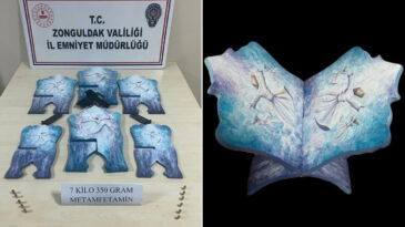 7 Kilo Uyuşturucu Semazen Fig&uuml;rl&uuml; Rahlede Saklanmış