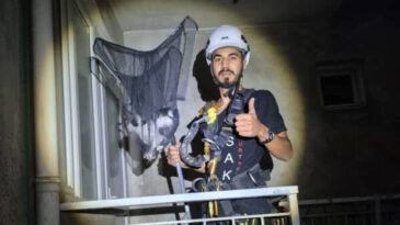 Apartman Boşluğuna Mahsur Kalan Yavru Kedi Kurtarıldı