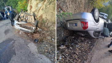 Ara&ccedil; Şarampole Devrildi: 1 &Ccedil;ocukla 6 Kişi Yaralandı