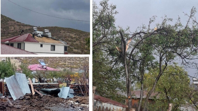 Bing&ouml;l'de Fırtına: Ağa&ccedil;lar Kırıldı, &Ccedil;atılar U&ccedil;tu