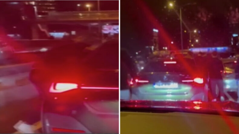 Bu Magandaları Durdurun: Kadın Sürücüye Çocuğunun Yanında Dehşeti Yaşattı