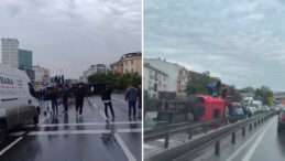 Büyükçekmece'de TIR Devrildi: Yol Trafiğe Kapandı