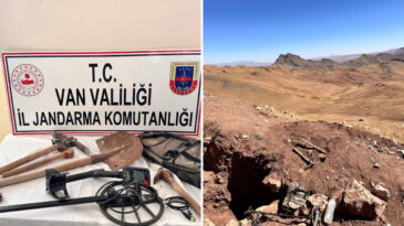Define Ararken Yakalandılar: Van'da Ka&ccedil;ak Kazıya Su&ccedil;&uuml;st&uuml;