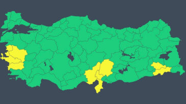 İ&ccedil;işleri Bakanlığı'ndan 9 kent i&ccedil;in 'sarı' kodlu uyarı