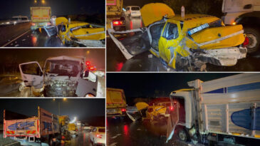 İki Kamyonun Arasında Kalan Taksi Ezildi