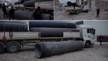 İnşaatta 750 Kilogramlık Plastik Boru D&uuml;şt&uuml;