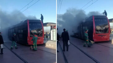 İpek B&ouml;ceği Tramvayı Yangınla Karşılaştı