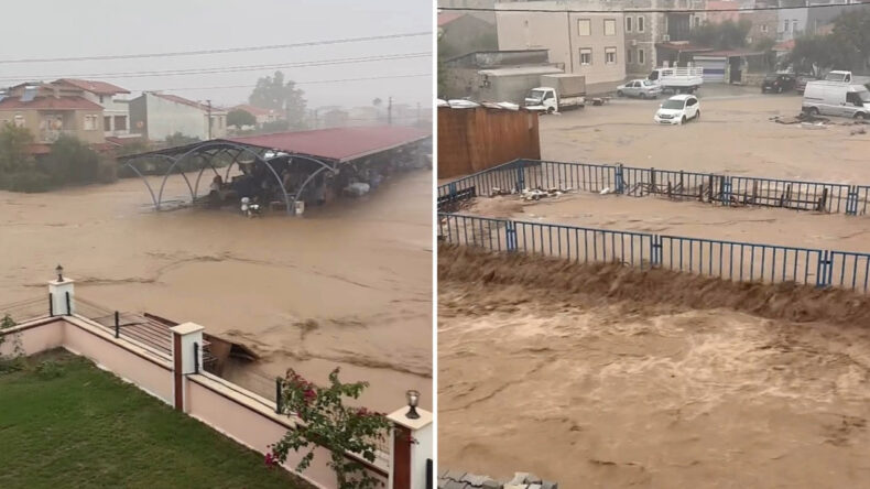 İzmir'de Caddeleri Su Bastı