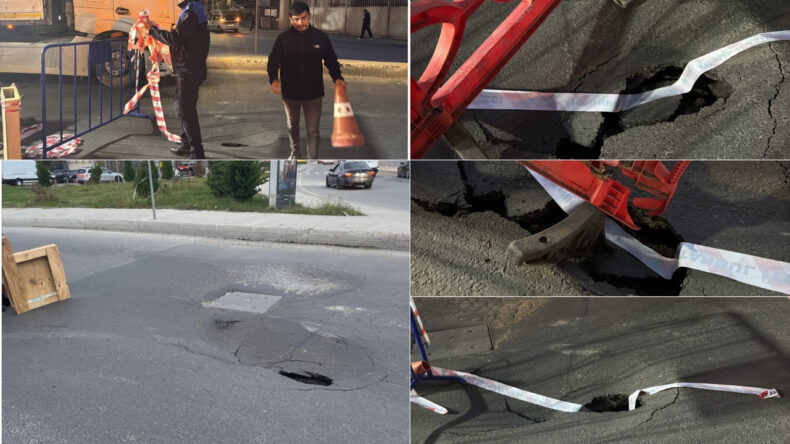 Kağıthane’de Yol Çöktü