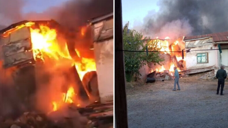 Köyde Çıkan Yangında İki Ev, Ahır ve Samanlık Zarar Gördü