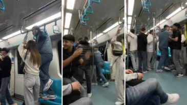 Marmaray'da Kavga Ortalığı Karıştırdı! Tekme ve Yumruklar U&ccedil;uştu