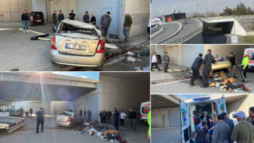 Şaşırtıcı Kaza! Araç Üst Geçitten Yola Düştü