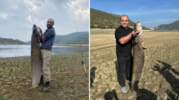 Su Seviyesinin D&uuml;şmesiyle Barajda Balık Avlama Fırsatı
