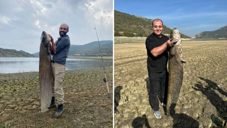 Su Seviyesinin D&uuml;şmesiyle Barajda Balık Avlama Fırsatı