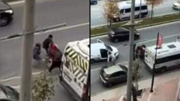 Trafik Magandası, &Ccedil;ocuğunun Yanında Saldırıya Uğradı