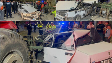 Trakt&ouml;r Pulluğu Otomobili Adeta Par&ccedil;aladı