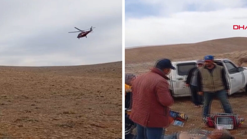Dağda Kalp Krizi Ge&ccedil;iren &Ccedil;obanı Ambulans U&ccedil;ak Kurtardı