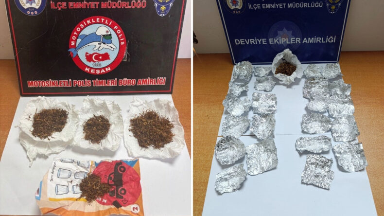 Durdurulan 4 kişinin üzerinden uyuşturucu çıktı