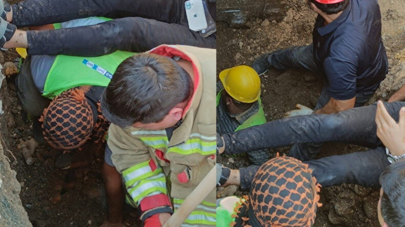 İnşaat Alanında G&ouml;&ccedil;&uuml;k: 1 İş&ccedil;i Mahsur Kaldı