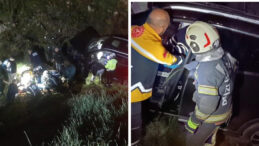 Kontrolden Çıkan Araç Uçurumdan Aşağı Yuvarlandı