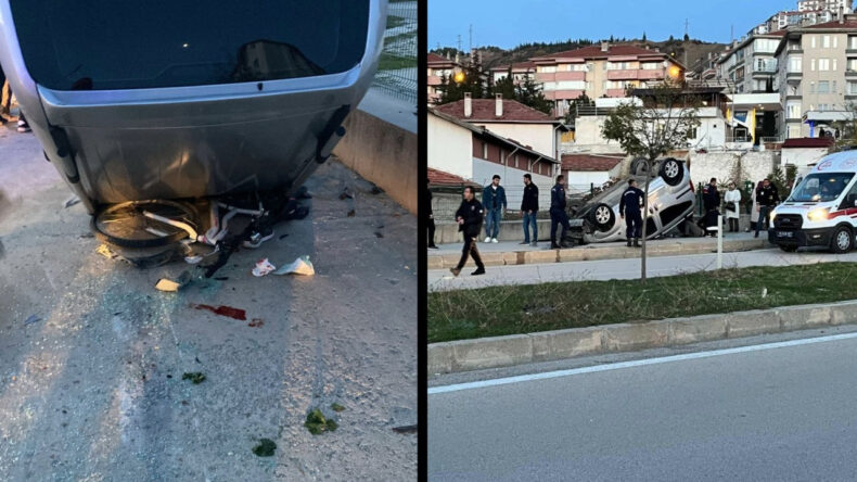 Otomobil bisikletli çocuğun üzerine devrildi
