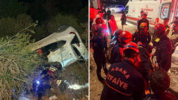 Otomobil U&ccedil;urumdan Yuvarlandı, Kurtarma Ekipleri S&uuml;r&uuml;c&uuml;y&uuml; Sağ Salim &Ccedil;ıkardı