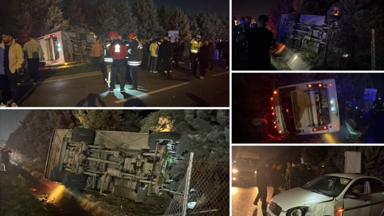 Otomobille &Ccedil;arpışan Midib&uuml;s Devrildi: 1'i Ağır 8 Yaralı