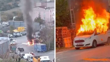 Park Halindeki Ara&ccedil;ta Yangın &Ccedil;ıktı
