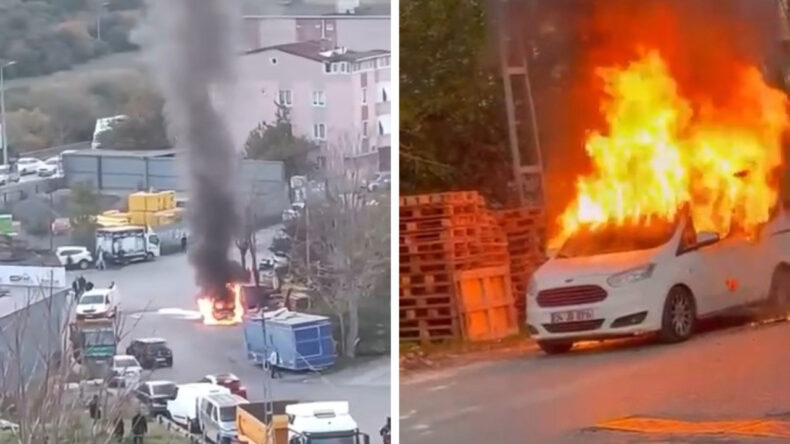 Park Halindeki Ara&ccedil;ta Yangın &Ccedil;ıktı