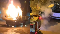 Park Halindeki Kamyonet Alev Alev Yandı