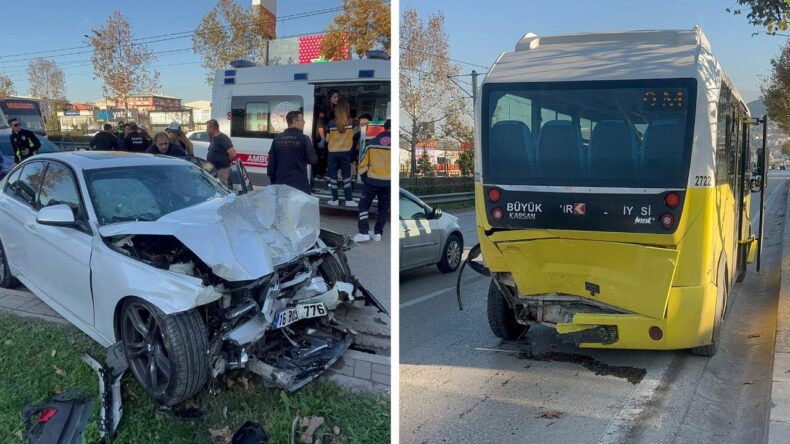 S&uuml;r&uuml;c&uuml;lerinin Yarıştığı İki Ara&ccedil; Belediye Otob&uuml;s&uuml;yle &Ccedil;arpıştı: 14 Yaralı