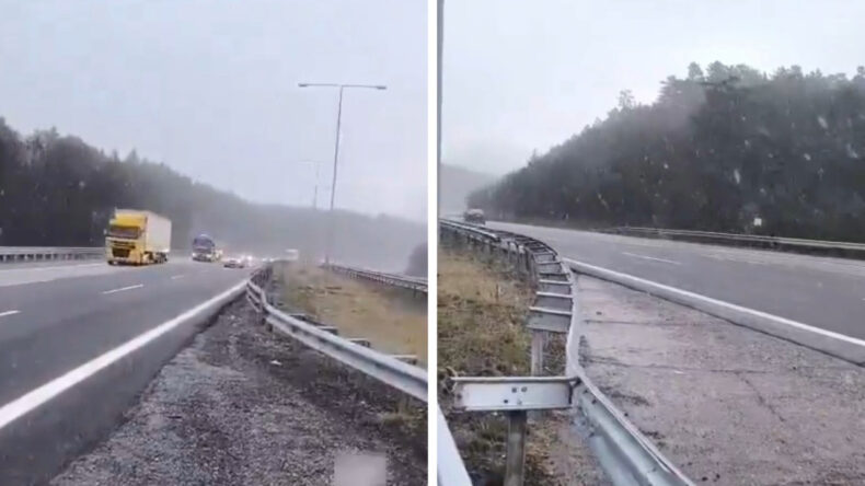 TEM Otoyolu'nda Kar Yağışı: Sürücüler Tedbir Aldı