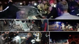 TIR dorsesine &ccedil;arpan otomobil hurda yığınına d&ouml;nd&uuml;