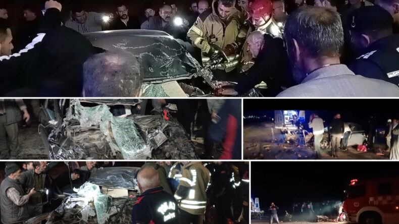 TIR dorsesine &ccedil;arpan otomobil hurda yığınına d&ouml;nd&uuml;