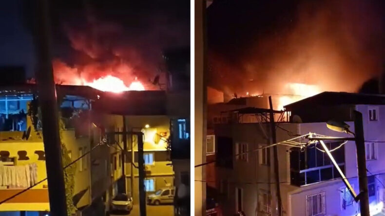 3 katlı binada &ccedil;ıkan yangın, bitişik binaya sı&ccedil;radı ancak kontrol altına alındı