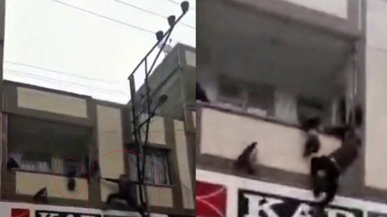 Balkonda Kafasından Asılı Kalan Çocuk Kurtarıldı