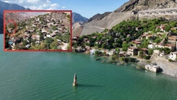 Barajın Altında Kalan Cami Yıllar Sonra G&uuml;n Y&uuml;z&uuml;ne &Ccedil;ıktı! İ&ccedil;ine Kano ile Girdi