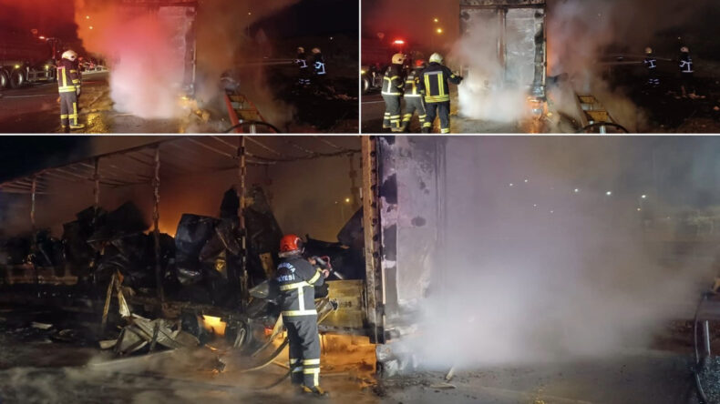 Beyaz Eşya Y&uuml;kl&uuml; TIR Alev Alev Yandı