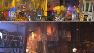 Beyoğlu&rsquo;nda 4 Katlı Binada Yangın, İki Kişi &Ccedil;atıya Sığınmak Zorunda Kaldı