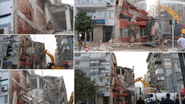 Bina yıkımı sırasında bitişikteki apartman zarar g&ouml;rd&uuml;