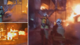 İş&ccedil;ilerin Kaldığı Konteyner Alevlere Teslim Oldu