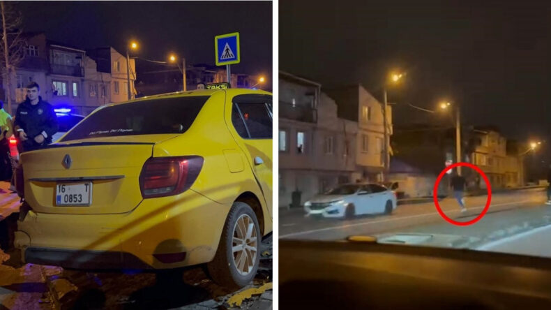 Gasbettiği Taksiyle &Uuml;&ccedil; Araca &Ccedil;arptı, Ref&uuml;je &Ccedil;ıkınca Yaya Ka&ccedil;tı