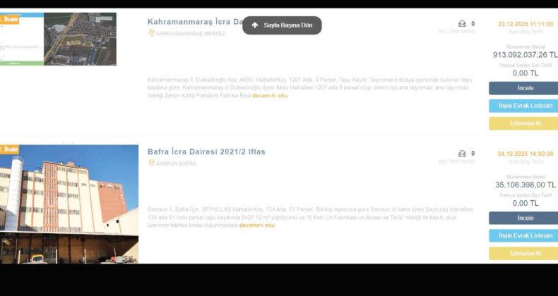 İcradan Satışa Sunulan Fabrikalar