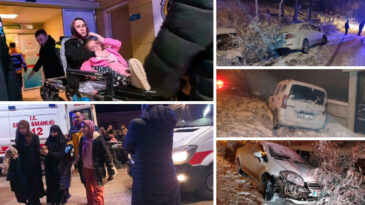Karlı Yolda Korkutucu Kaza: 2'si &Ccedil;ocuk 7 Yaralı
