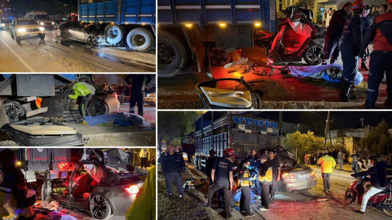 L&uuml;ks otomobil kamyona ok gibi saplandı: 1 &ouml;l&uuml;, 2 yaralı