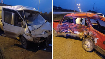 Minib&uuml;s ve Otomobil &Ccedil;arpıştı: 1 Kişi Hayatını Kaybetti, 10 Yaralı