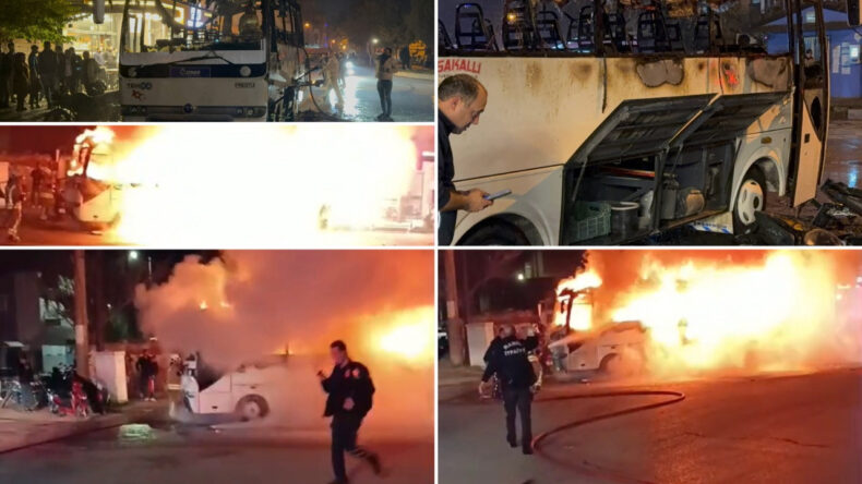 Minib&uuml;ste meydana gelen yangın, park halinde bulunan 5 motosikleti yakarak b&uuml;y&uuml;k hasara yol a&ccedil;tı