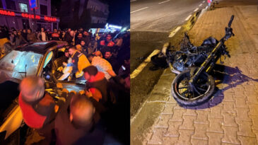 Otomobil Motosiklet S&uuml;r&uuml;c&uuml;s&uuml;ne &Ccedil;arptı: Korkun&ccedil; Kaza