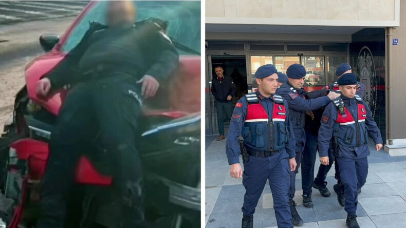 Otomobille &ccedil;arptığı polisi &ccedil;ekip 'maalesef' diye paylaşmıştı: Tutuklandı